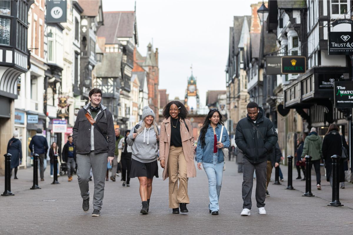 Students in Chester city centre.