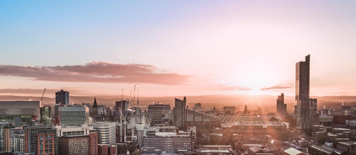 Manchester skyline at sun rise