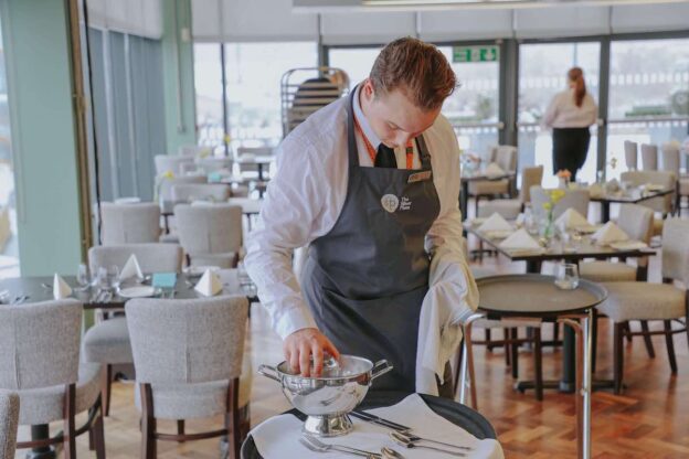 Pictured: The Silver Plate, which is open to the public, is an award-winning training restaurant for catering and hospitality students. Photo credit: Helena Dolby.